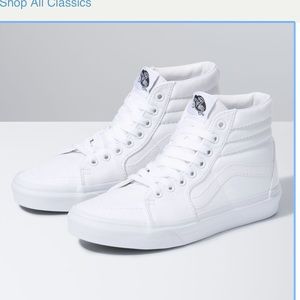 True White Canvas Sk8-Hi Van Sneakers